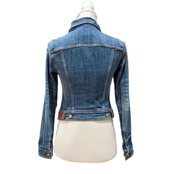 Anthropologie Pilcro and The Letterpress Avie Denim Leather Tab Jacket Size XS - Picture 4 of 9